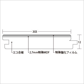 特殊加工化粧シート床材 断面図